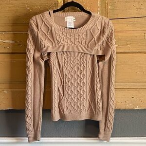 Anthropologie Tan Cable Knit Sweater